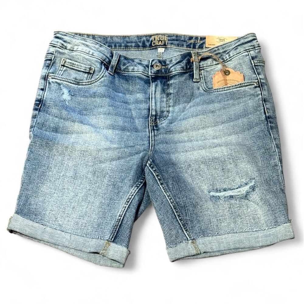 NWT True Craft Super Soft Stretch Bermuda Shorts Blue size 14W 9” Inseam